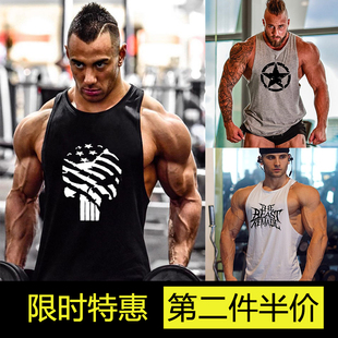 健身肌肉男背心训练健美工字坎肩透气棉欧美潮流T恤个性运动无袖