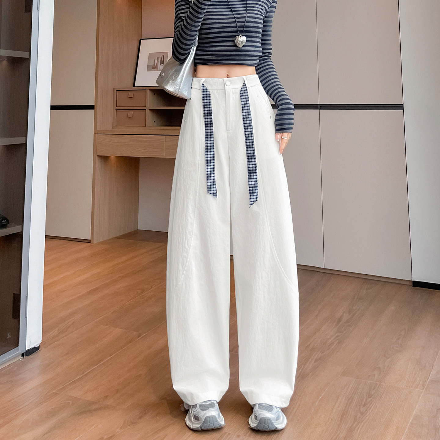 休闲弯刀阔腿裤女2026春秋新款窄版高腰显瘦宽松时尚百搭香蕉长裤,女装/女士精品,休闲裤,淘宝优惠券,粉丝福利购,淘宝优惠卷