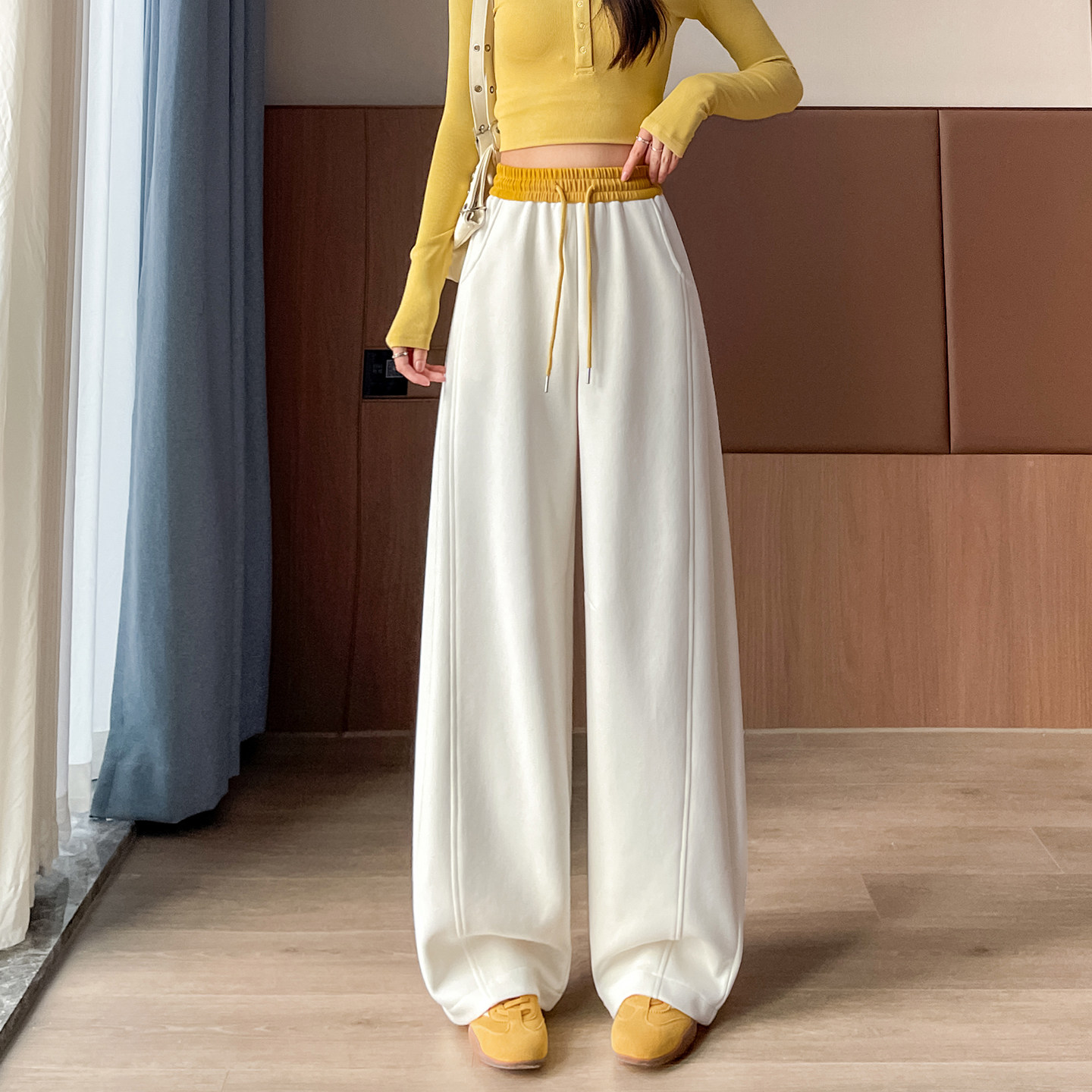 休闲高腰弯刀裤女春秋2026年新款宽松显瘦阔腿裤百搭垂感运动长裤,女装/女士精品,休闲裤,淘宝优惠券,粉丝福利购,淘宝优惠卷