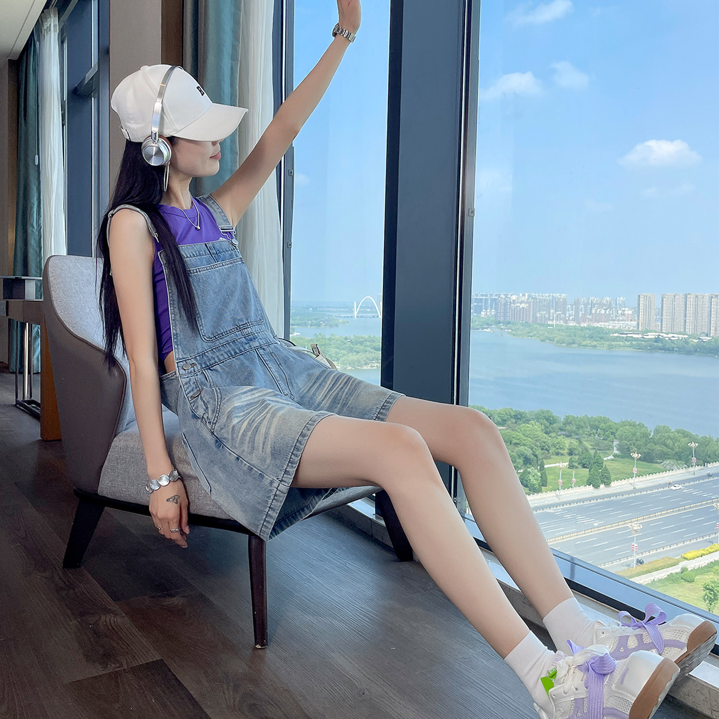 减龄牛仔背带短裤女夏薄款连体裤图片