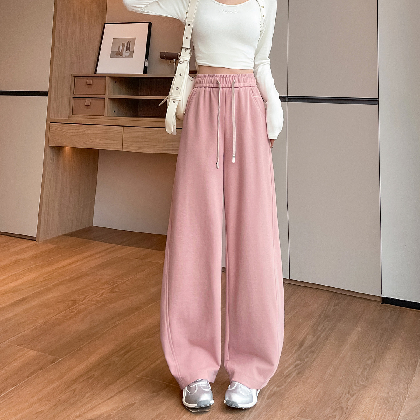 窄版阔腿裤弯刀裤女2026春秋新款宽松显瘦休闲裤高腰运动香蕉长裤,女装/女士精品,休闲裤,淘宝优惠券,粉丝福利购,淘宝优惠卷