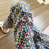 子女2025新夏季 薄款 宽松九分裤 印花直筒阔腿裤 高腰休闲凉凉沙滩裤