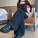 阔腿牛仔背带裤 拖地连体裤 女春秋新款 宽松设计感显瘦减龄复古长裤