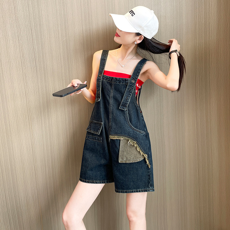 牛仔背带短裤女春夏季减龄连体裤图片