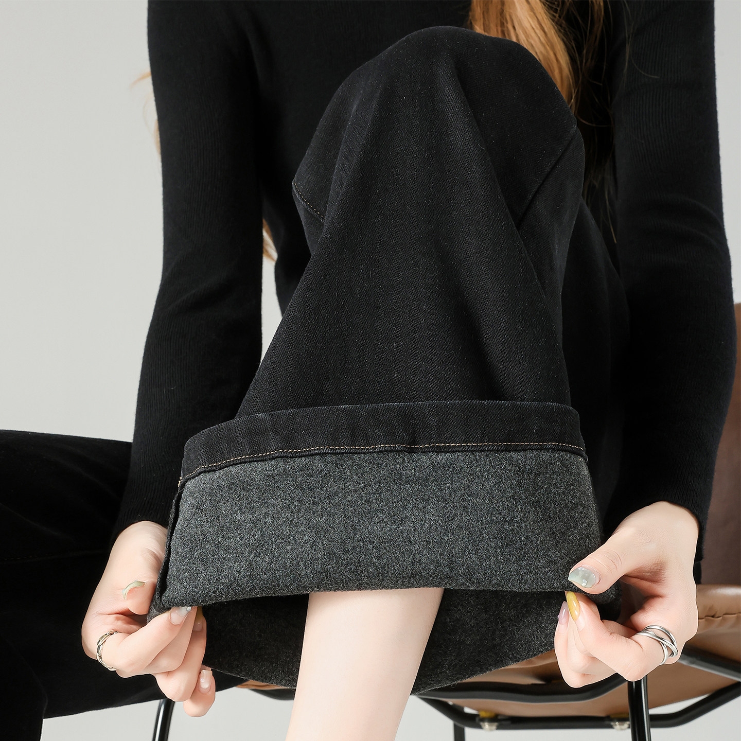 抓绒微喇牛仔裤女秋冬2025新款窄版高腰显瘦百搭时尚休闲马蹄长裤,女装/女士精品,牛仔裤,淘宝优惠券,粉丝福利购,淘宝优惠卷