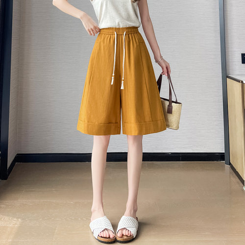 短裤女春夏季薄款休闲六分阔腿裤