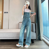 阔腿连体裤 减龄牛仔背带裤 高腰宽松休闲显瘦窄版 2025新款 女春秋季