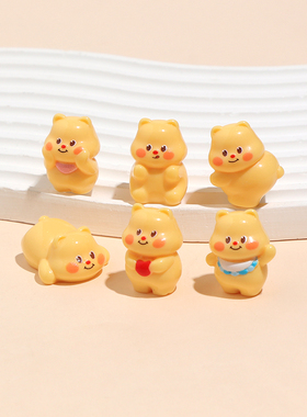 卡通可爱黄油小熊立体树脂小配件手工diy电脑桌面车载装饰品材料