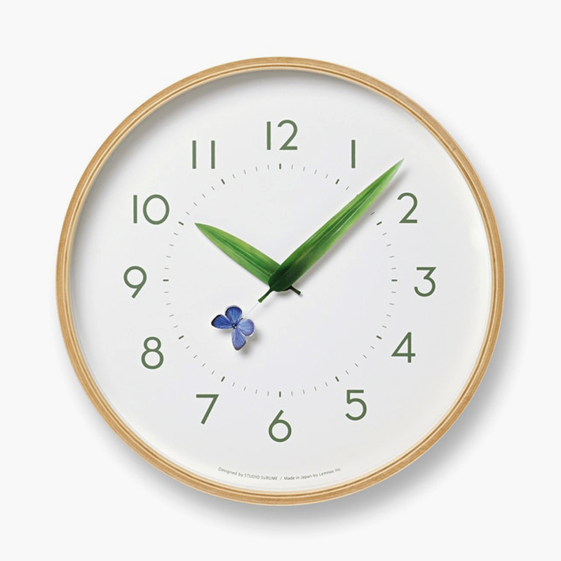 日本进口Lemnos蝴蝶静音指针挂钟