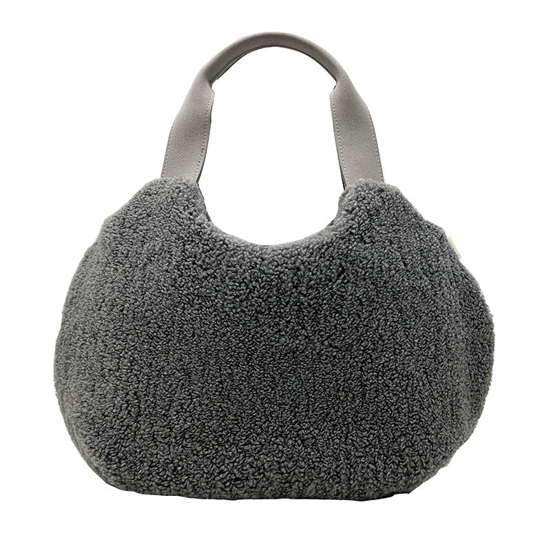 日本进口rootote毛绒袋鼠口袋包圆形时尚手提包肩挎斜挎包女士包