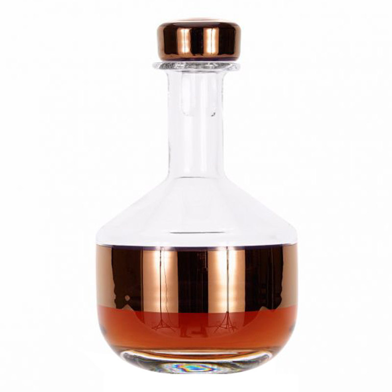 英国Tom Dixon镀金玻璃威士忌酒壶酒瓶烈酒倒酒器分酒器醒酒器1L