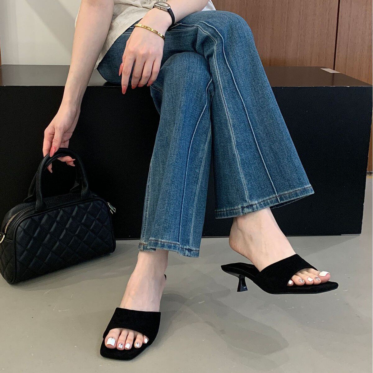 法式复古玛丽珍凉拖鞋女2026春夏季新款韩版浅口一字带单鞋小皮鞋