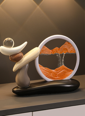 时来运转流沙画摆件客厅电视柜酒柜家居玄关装饰品办公室高档礼物