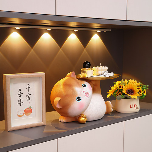 玄关摆件钥匙收纳客厅入户鞋柜招财猫轻奢装饰品乔迁之喜新居礼物