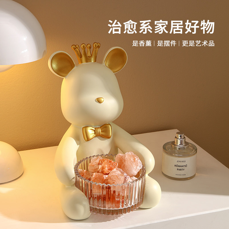 暴力熊香薰摆件扩香石卫生间厕所卧室家居高级玄关入户水晶装饰品