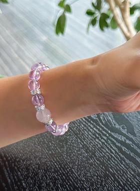 天然水晶招财天然紫水晶手链女款