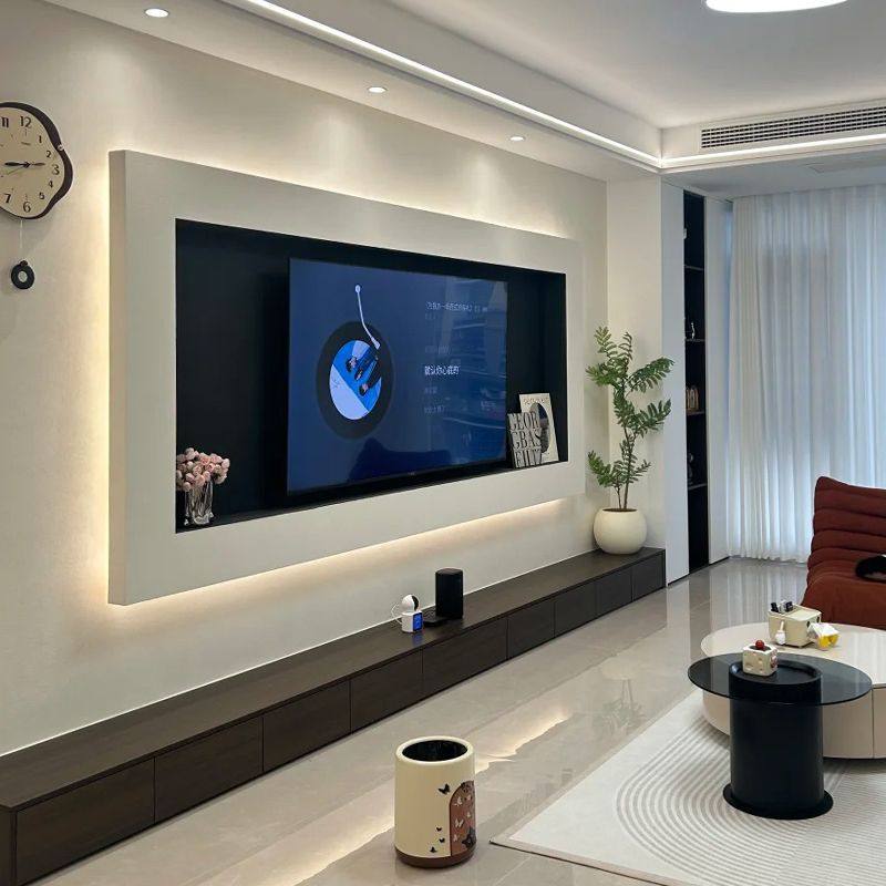 电视背景墙壁龛悬浮85寸不锈钢内嵌式电视壁龛金属电视机背景墙柜,家装主材,卫浴置物架,淘宝优惠券,粉丝福利购,淘宝优惠卷