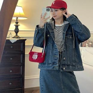 n种穿搭方式 张涩涩ZSS 新品 秋季 盐系可拆卸连帽牛仔外套 YIER