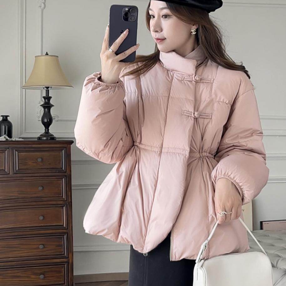 张涩涩 冬季新款 霓裳羽衣 新中式国风粉色收腰短款羽绒服外套女,女装/女士精品,羽绒服,淘宝优惠券,粉丝福利购,淘宝优惠卷