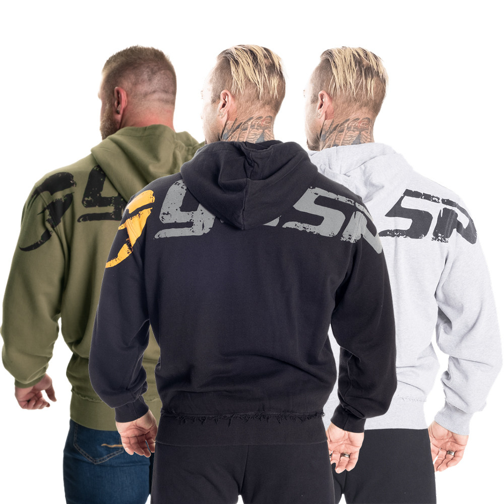 gasp美式开衫健身连帽卫衣秋冬季加厚拉链短宽连帽休闲运动男外套