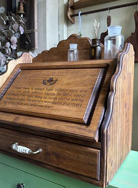 中古风收纳盒 实木多功能壁挂折叠桌柜材料包材料包材料包