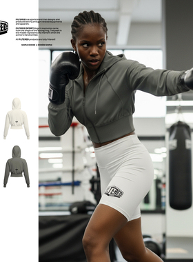 FILTERED短款露脐连帽外套女户外休闲长袖运动卫衣拉链高腰上衣