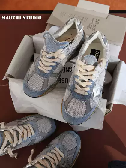 Limited Edition DAD Vintage Distressed Platform Denim Blue Dad Shoes Mesh Star Dirty Sneakers Athletic Casual Shoes for Men and Women