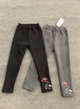 妮可贝贝冬装新款童装中大童加绒打底裤女童一体绒长裤儿童靴裤