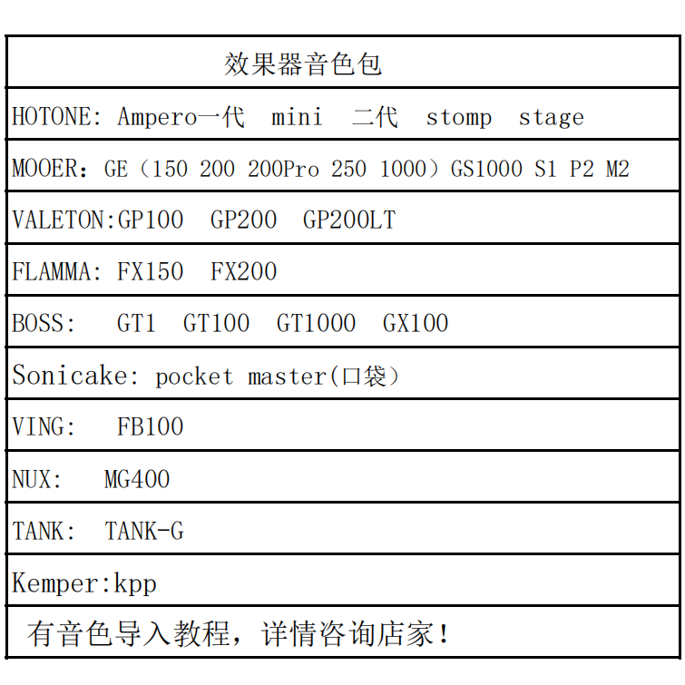 浪子峰 各种效果器音色包ampero1代 2代 GE150 200 250 1000等