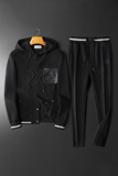 F6077T053P2802025新款秋季卫衣长裤运动休闲套装黑色-黑底图，男装休闲套装，钱塘6077