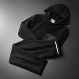 F6077T053P2802025新款秋季卫衣长裤运动休闲套装黑色-黑底图，男装休闲套装，钱塘6077