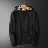 F6077-27015-P1502025新款秋冬男士连帽开衫大码卫衣黑色，男装卫衣，钱塘6077