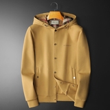 F6077-27015-P1502025新款秋冬男士连帽开衫大码卫衣黑色，男装卫衣，钱塘6077