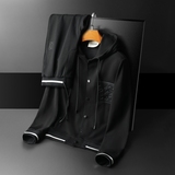 F6077T053P2802025新款秋季卫衣长裤运动休闲套装黑色-黑底图，男装休闲套装，钱塘6077