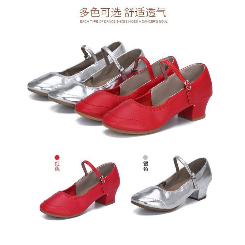 银色舞蹈鞋女不累脚儿童亮皮面专广场舞鞋