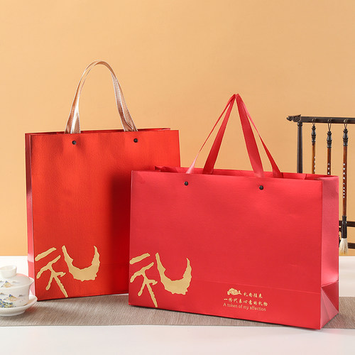 名贵礼品手提袋红色包装袋高级感