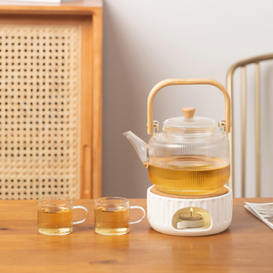 中式蜡烛小火炉煮茶陶瓷底座保温炉加热煮茶温茶器餐厅酒店花茶