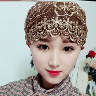 春秋季新款套头纱巾帽子时尚回族女士头巾双层回民方便盖头包头帽