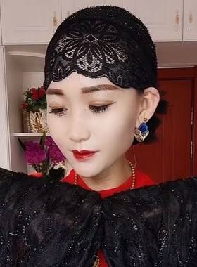 新款蕾丝小帽包头帽时尚夏季透气遮白发帽回族女士打底头巾帽薄款