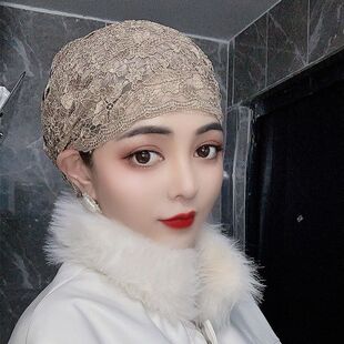 夏季薄款蕾丝帽回族帽子包头帽网红爆款头巾帽时尚女士妈妈帽遮发