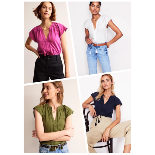 舒适棉质球球装 V领落肩可绑带落肩短袖 饰T恤女休闲 新品 英国单夏季