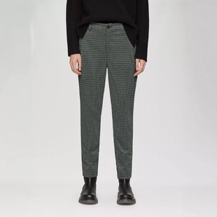 女 高腰印花拉链口袋柔软舒适日常休闲小脚长裤 德国单春季 新品