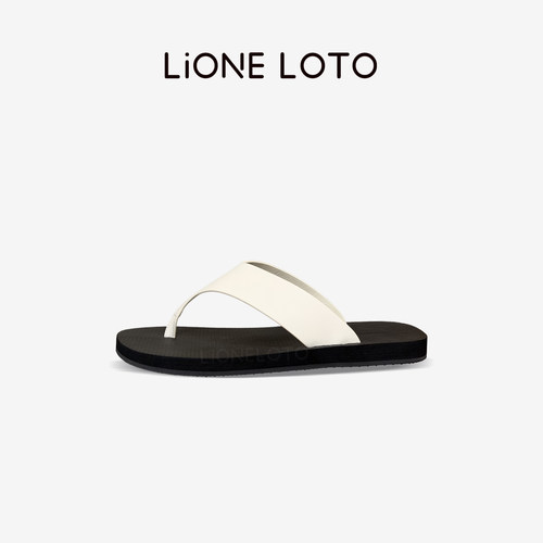 LIONE row拖~度假风沙滩法式小牛皮平底人字拖鞋女凉拖夏