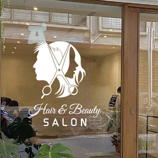 创意墙贴纸发廊墙壁上装饰个性图案理发店玻璃门贴画美发沙龙头像