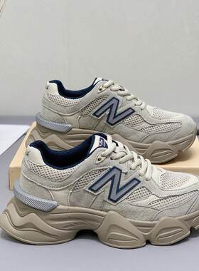 厚底老爹鞋女潮ins复古2025年春季百搭N字鞋跑步网面休闲运动鞋女