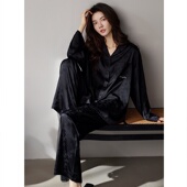 桑蚕丝长袖 秋季 夏季 维多利亚睡衣女春秋款 薄款 真丝绸轻奢风家居服