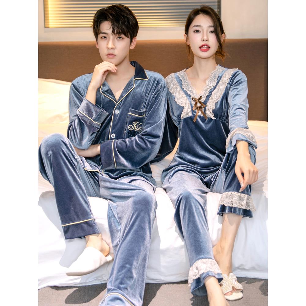 维多利亚情侣金丝绒家居服套装