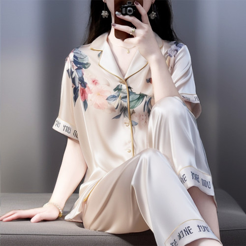 维多利亚国风睡衣女桑蚕丝家居服