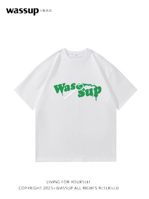 WASSUP HASUE 体恤圆领大码字母短袖t恤男装夏季2024新款宽松半袖