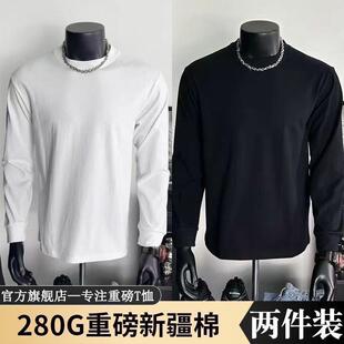 重磅280G索罗娜长袖纯色T恤男秋冬季潮牌宽松美式男装卫衣打底衫